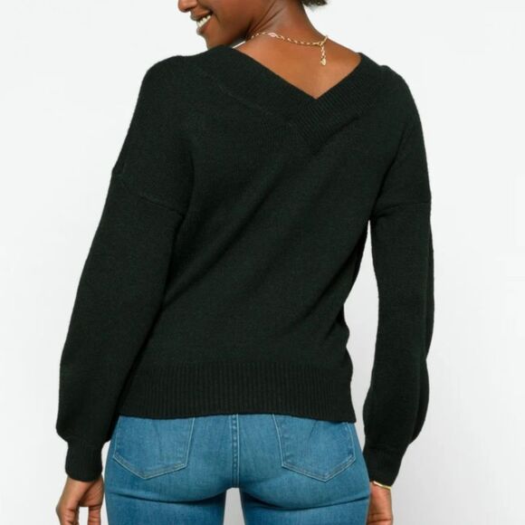 PINK CLOVERJazzie V‎ Neck Sweater Dark Green Small Stitch Fix Nwt - Picture 3 of 7